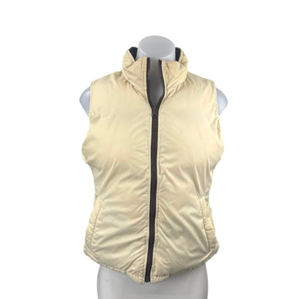 Big Chill Womens Brown Cream Reversible Zip Up Puffer Quilted Vest Jacket Size 8