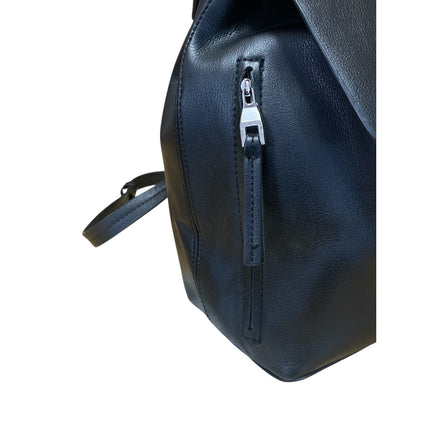 Zara Women's Black Faux Vegan Leather Tassled Drawstring Backpack Bag OS