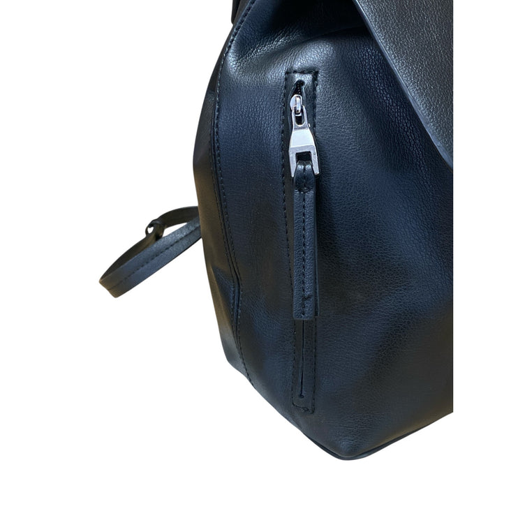 Zara Women's Black Faux Vegan Leather Tassled Drawstring Backpack Bag OS