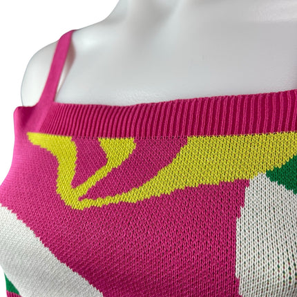 Women's Multicolor Printed Sleeveless Crop Tank Top & Mini Shorts Matching Set S