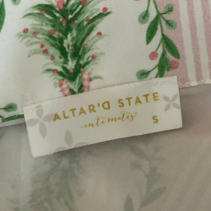 Altar'd State Blythe Satin Christmas Long Sleeve Shorts Pajama Sleepwear Set S