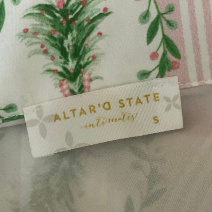 Altar'd State Blythe Satin Christmas Long Sleeve Shorts Pajama Sleepwear Set S