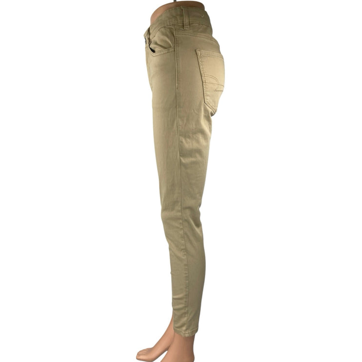 American Eagle Women's Beige Tan Mid Rise Skinny Slim Stretch Trousers Pants 6