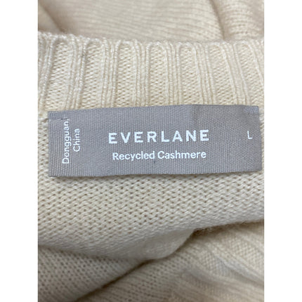 Everlane Women's Cream Cashmere Crew Neck Knit Long Sleeve Sweater Top Size L