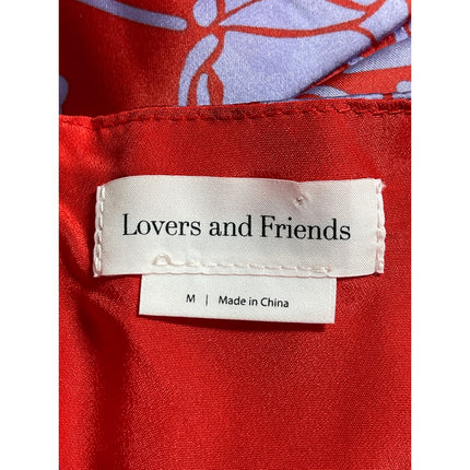 Lovers and Friends Kamala Red Floral Satin Sleeveless Drape Mini Sheath Dress M