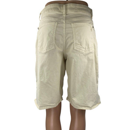 Pilcro Women's Cream White High Waist Straight Leg Chino Khaki Bermida Shorts 25
