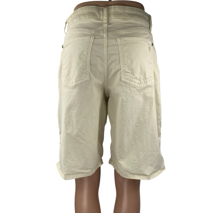 Pilcro Women's Cream White High Waist Straight Leg Chino Khaki Bermida Shorts 25