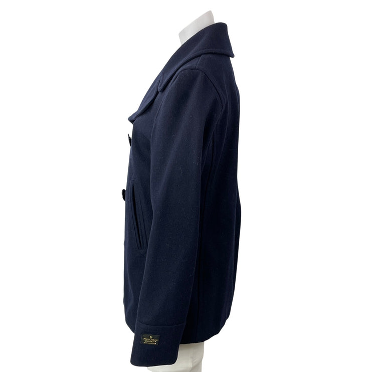 Ralph Lauren Polo Jeans Co. Navy Blue Wool Double Breasted Pea Coat Jacket Sz M