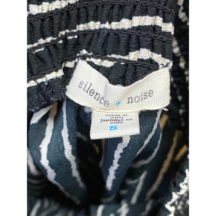 Silence + Noise Black White Stripe High Rise Tie Casual Lounge Paperbag Shorts S