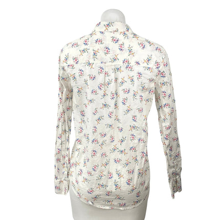 Gap Women's White Floral Print Cotton Long Sleeve Button Down Shirt Top Size XS