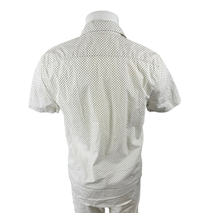 Levi's Men's White Black Polka Dots Short Sleeve Pocket Button Down Shirt Top M