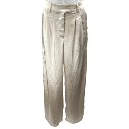 Princess Polly Cream Silky Satin Crop Top & WideLeg Trousers Matching Set Size 8