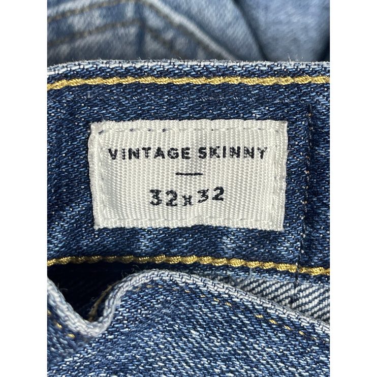 Pacsun Vintage Skinny Womens Blue High Rise Frayed Hem Denim Jeans Pants 32x32