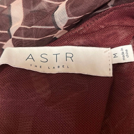 ASTR The Label Red Geometric Long Puff Sleeve Cutout Blouse Crop Top Size M
