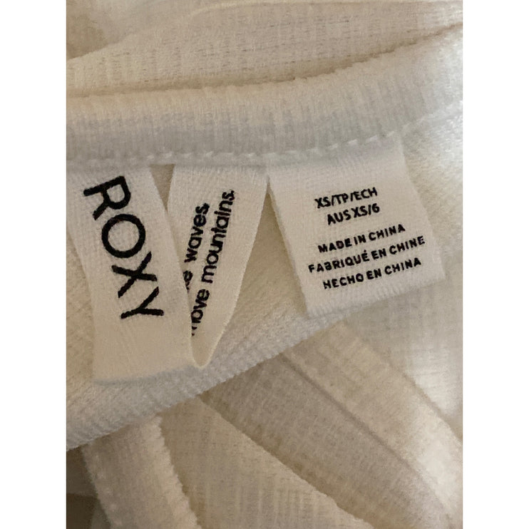 Roxy Women's Cream Sleeveless Textured Yoga Workout Athletic Crop Top Size XS