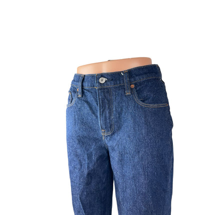 Abercrombie & Fitch Womens Dark Blue Wash Mid Rise Straight Denim Jeans Pants 25