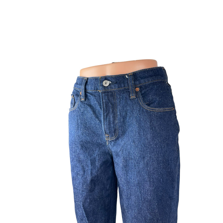 Abercrombie & Fitch Womens Dark Blue Wash Mid Rise Straight Denim Jeans Pants 25