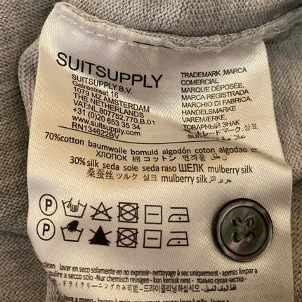 Suitsupply Men's Gray Silk Short Sleeve Golf Collared Polo Shirt Top Size M