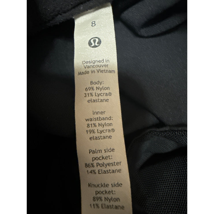 Lululemon Black Elastic Waist Straight Leg Activewear Paperbag Trousers Pants 8