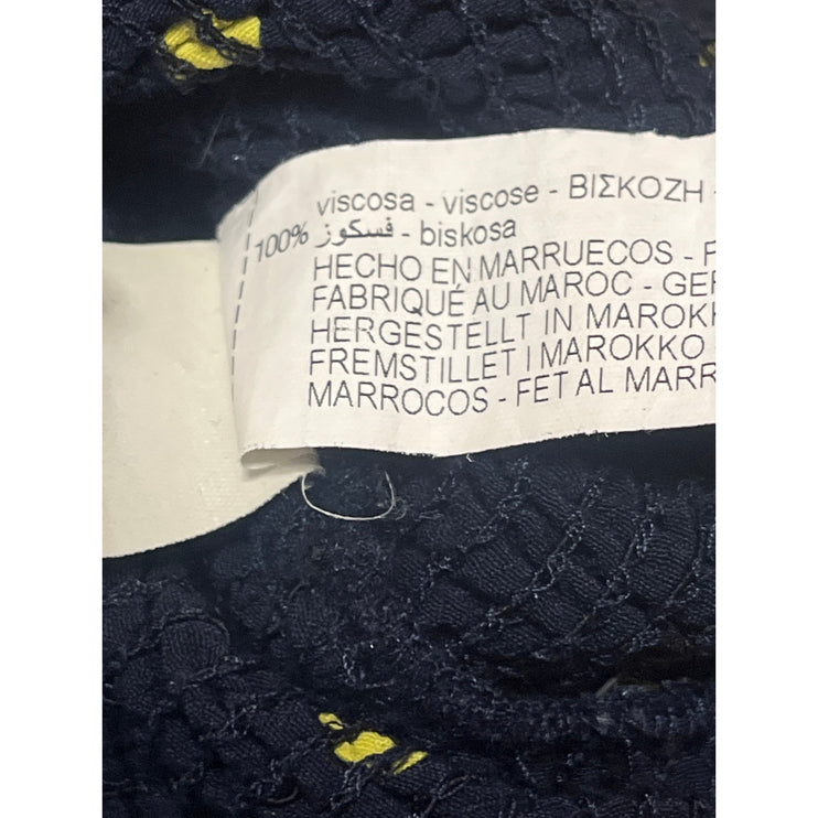 Zara Blue Yellow Polka Dots Knit Sleeveless Cami Camisole Tank Crop Top Size L