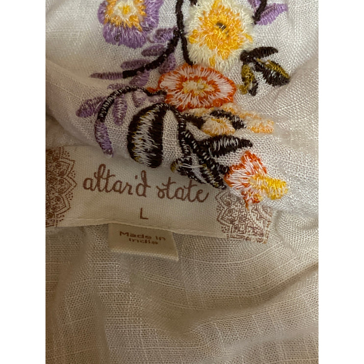 Altar'd State White Floral Embroidered Sleeveless Halter Crop Cami Tank Top Sz L