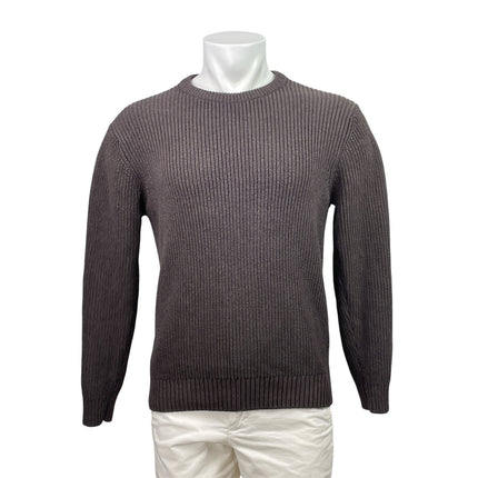 Flint and Tinder Mens Brown Ribbed Knit Long Sleeve Crew Neck Sweater Top Size S