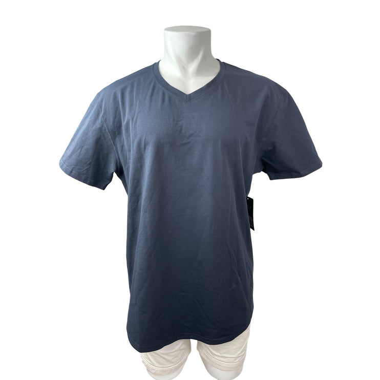 NEW BYLT Men's Blue V Neck Short Sleeve Premium Basic T Shirt Tee Top Size XL