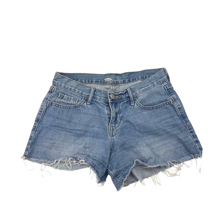Old Navy Blue Medium Wash 100% Cotton Mid Rise Cutoff Denim Jean Shorts Size 2