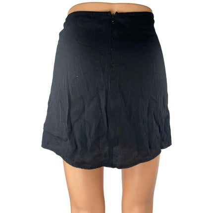 Reformation Margot Women's Black Side Slit High Waisted A Line Mini Skirt Size 2