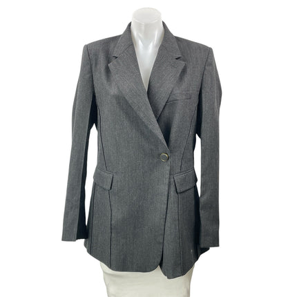 Zara Women's Gray 100% Wool Notch Lapel Long Sleeve Blazer Coat Jacket Size M