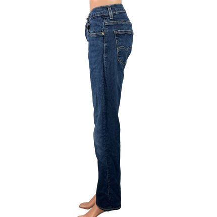 Levi's Women's Blue Dark Wash High Waisted Straight Leg Denim Jeans Size 28