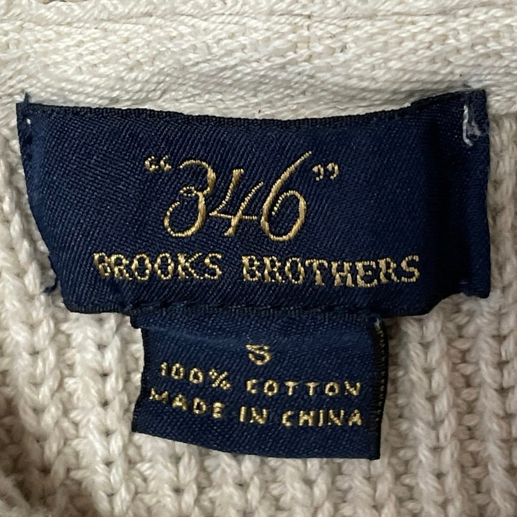 346 Brooks Brothers Men's Beige Striped Ribbed Knit Collar Sweater Top Size S