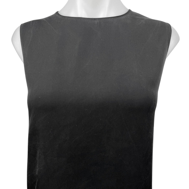 Theory 100% Silk Black Straight Shell Modern Georgette Sleeveless Blouse Top XL