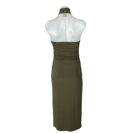 Aritzia Wilfred Smooth Matter Remedy Olive Green Halter Slit Maxi Dress Size XS