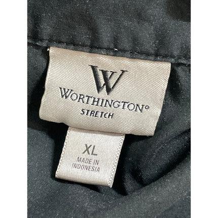 Worthington Women's Collared Long Sleeve Pleated Button-Down Shirt Blouse Top XL