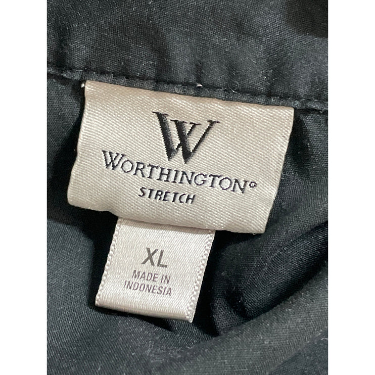 Worthington Women's Collared Long Sleeve Pleated Button-Down Shirt Blouse Top XL