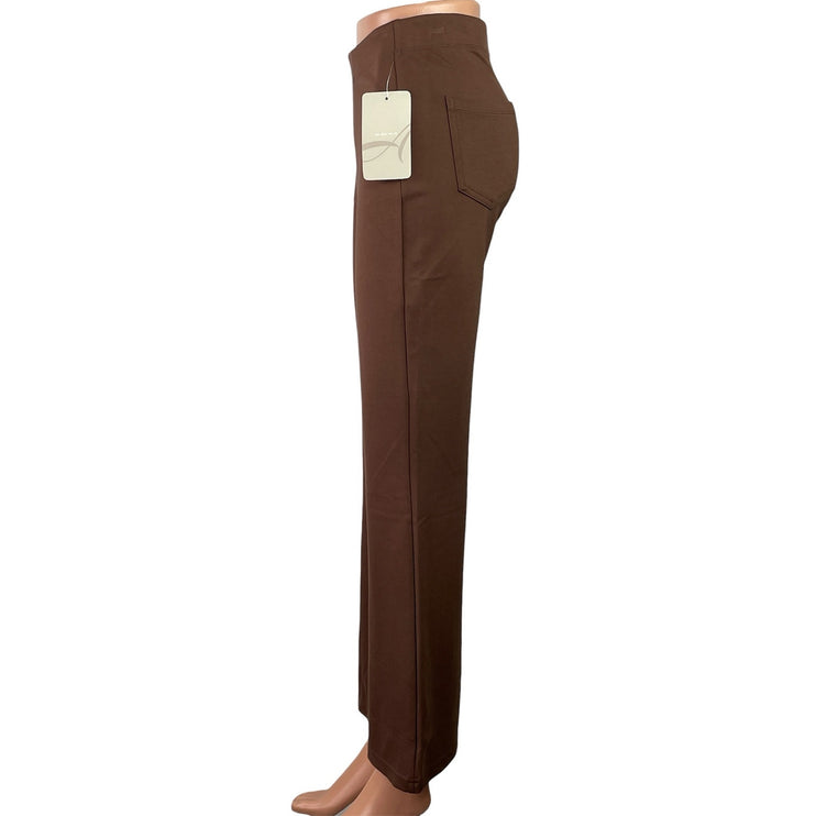 NEW Womens Brown High Waisted Pull On Flared Bootcut Trousers Ankle Pants Sz XS