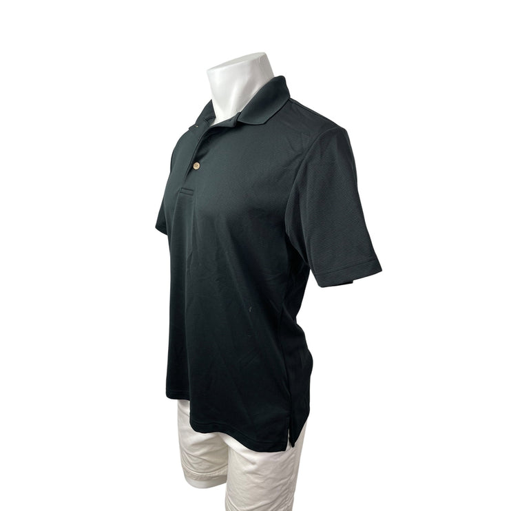 Cubavera Men's Black Short Sleeve Golf Collared Casual Polo Shirt Top Size M