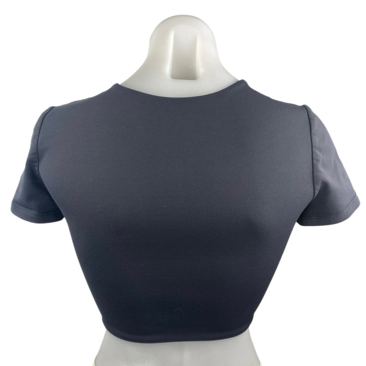 Aritzia Babaton Gray Short Sleeve Crew Neck Sculpt T Shirt Tee Crop Top Size S