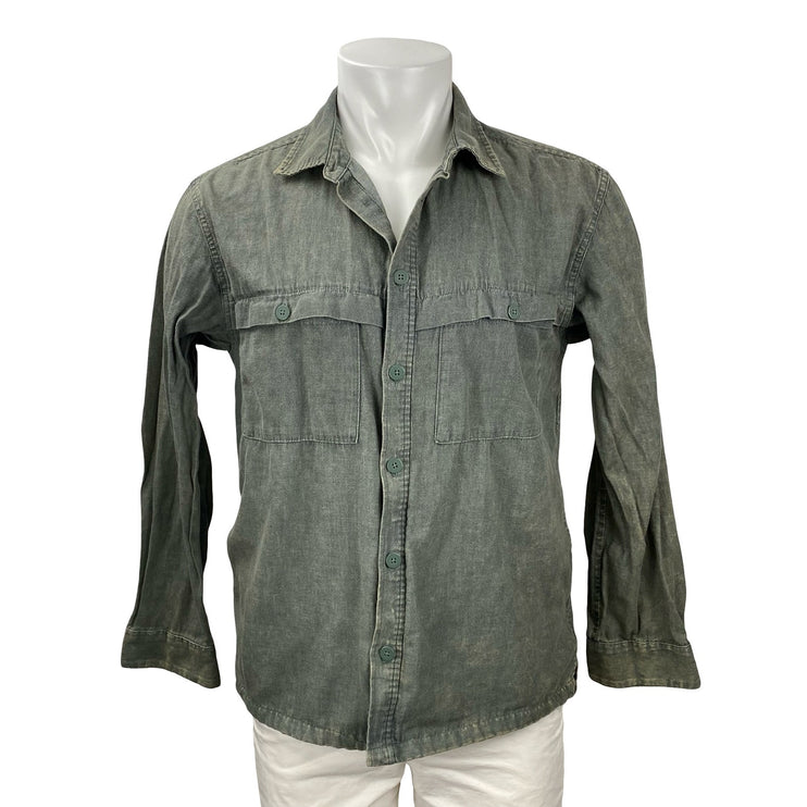 Urban Outfitters Moss Acid Wash Collared Long Sleeve Button Down Shirt Top Sz M