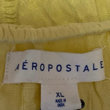 Aeropostale Women's Yellow Sleeveless Ruffle Lace Up Peplum Tank Crop Top Sz XL