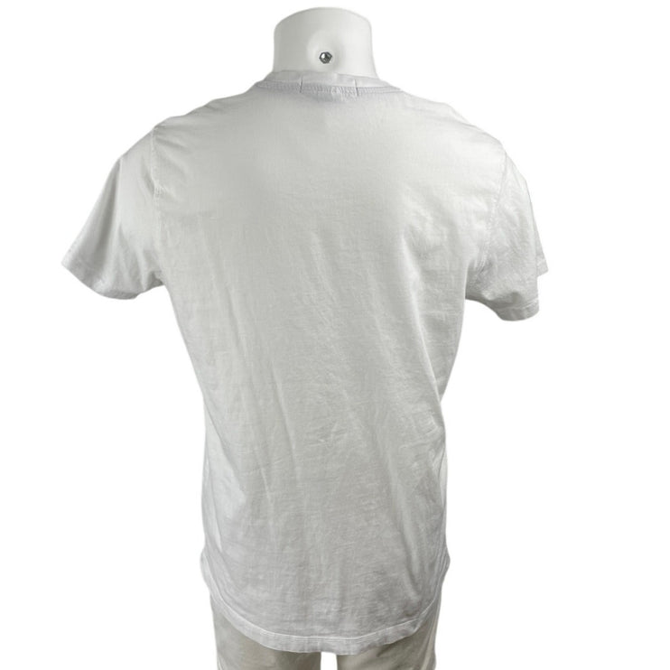 US Polo Assn Men's White Short Sleeve Golf Button Henley T Shirt Tee Top Size L