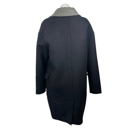 Vero Moda Black Gray Collar Wool Long Sleeve Longlin Trench Coat Jacket Size M