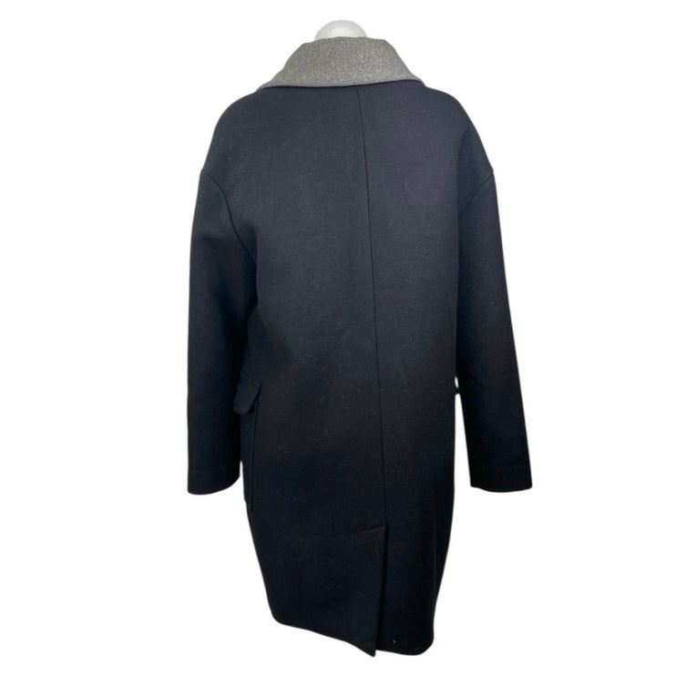 Vero Moda Black Gray Collar Wool Long Sleeve Longlin Trench Coat Jacket Size M