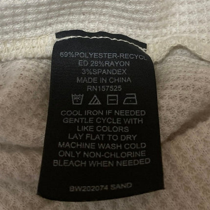 WSLY Cream Long Sleeve Waffle Knit Lettuce Henley Thermal Sweater Top Size L