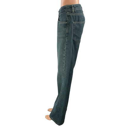 Zara Women's Gray Blue Mid Rise Relaxed Fit Straight Leg Denim Jeans Pants Sz 4