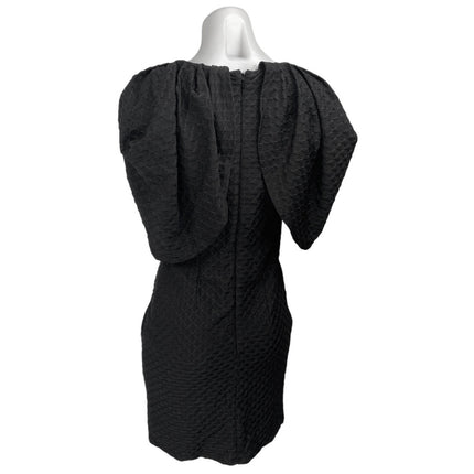 Asos Black Textured Cape Short Sleeve Plunging V Cutout Mini Sheath Dress Size 6