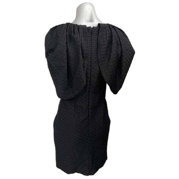 Asos Black Textured Cape Short Sleeve Plunging V Cutout Mini Sheath Dress Size 6