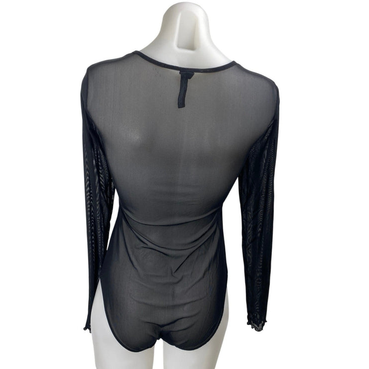 Urban Outfitters Out From Under Black Bandeau Long Sleeve Sheer Mesh Bodysuit M