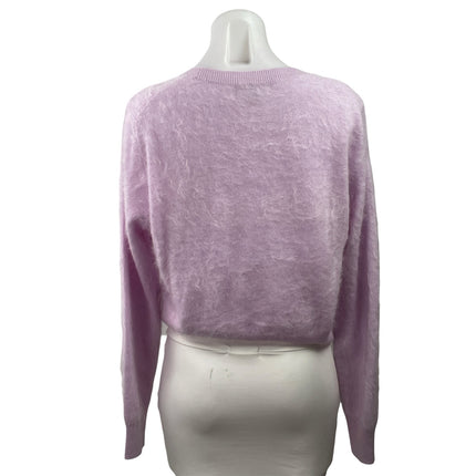 J.Crew Cashmere Women's Purple Lilac Long Sleeve Crop Knit Sweater Top Size M